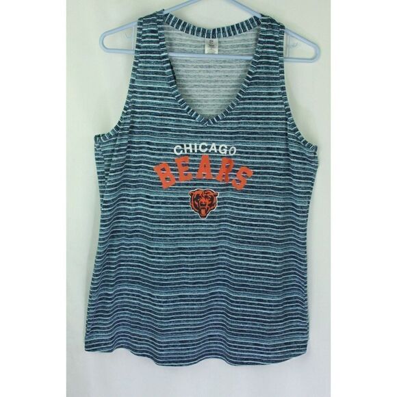 Chicago Bears Tank Top NFL Apparel V Neck Sleeveless Striped Womens Large - Picture 1 of 5